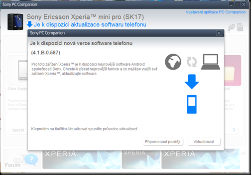 PC Companion aktualizace na ICS