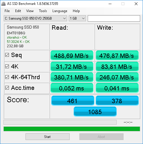 AS SSD Samsung 580 EVO