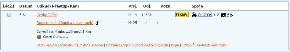 Vlak do Ropice zast. second
